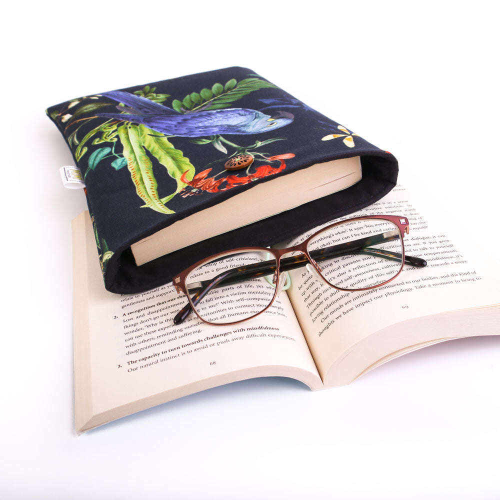 black-book-sleeve-parrot-blue-mimi-handmade-australia