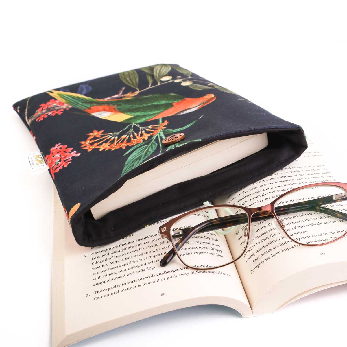 book-sleeve-black-parrot-book-lover-gifts-mimi-handmade-australia