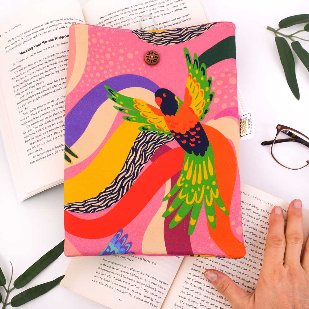 book-sleeve-pink-parrot-ellie-whittaker-fabric-book-lovers-gifts