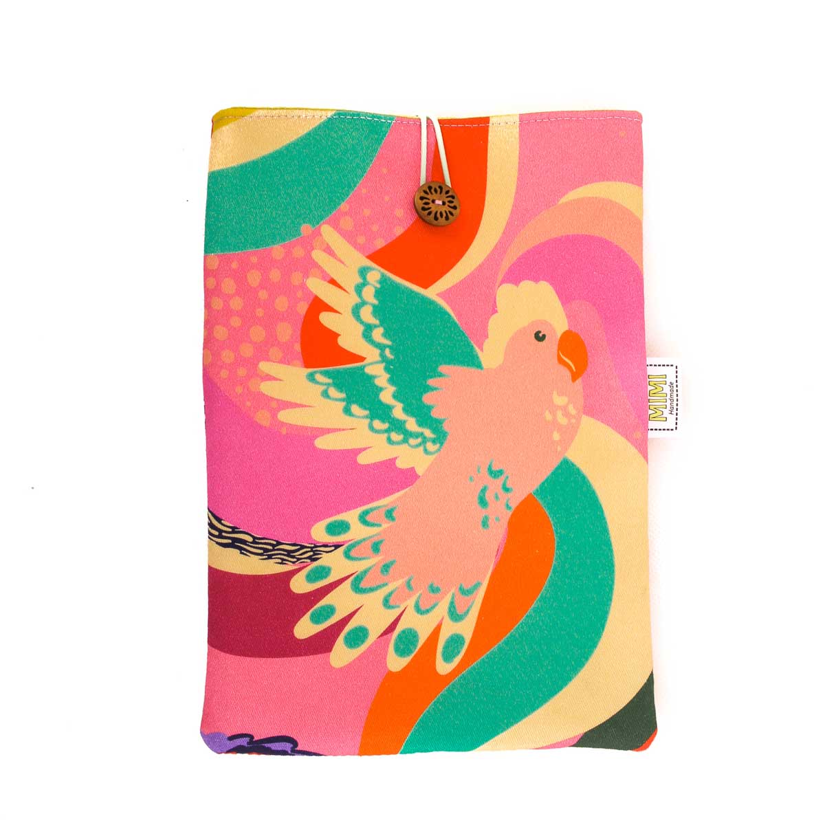 book-sleeve-pink-parrot-mimi-handmade-australia