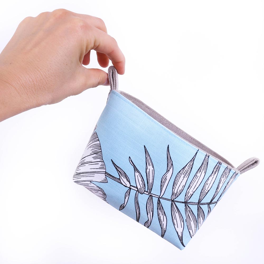 decorative-storage-basket-blue-botanical-monstera-homewares-mimi-handamde-australia