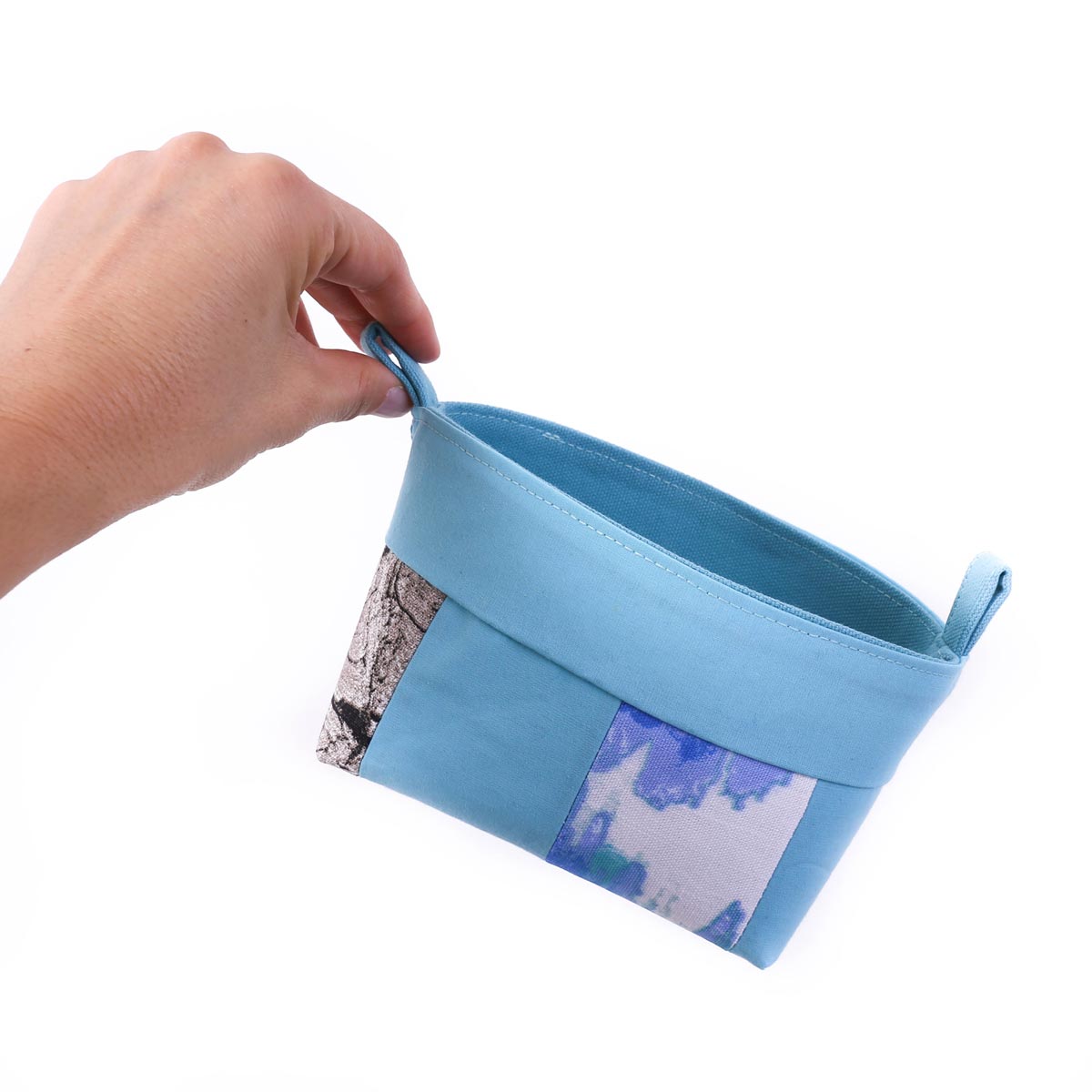 decorative-storage-basket-blue-ooak-fabric-scraps-coastal-homewares-mimi-handmade-australia