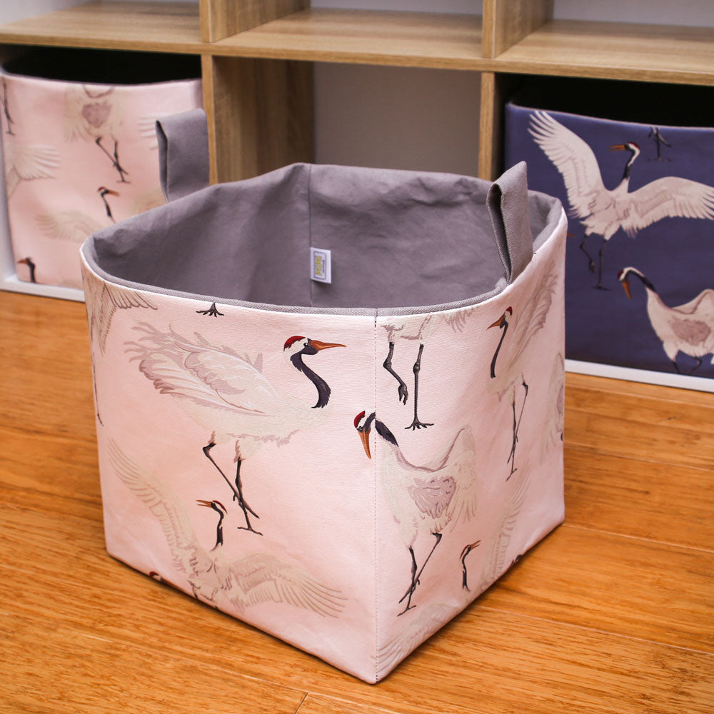 large-storage-basket-for-shelves-dancing-cranes-pink