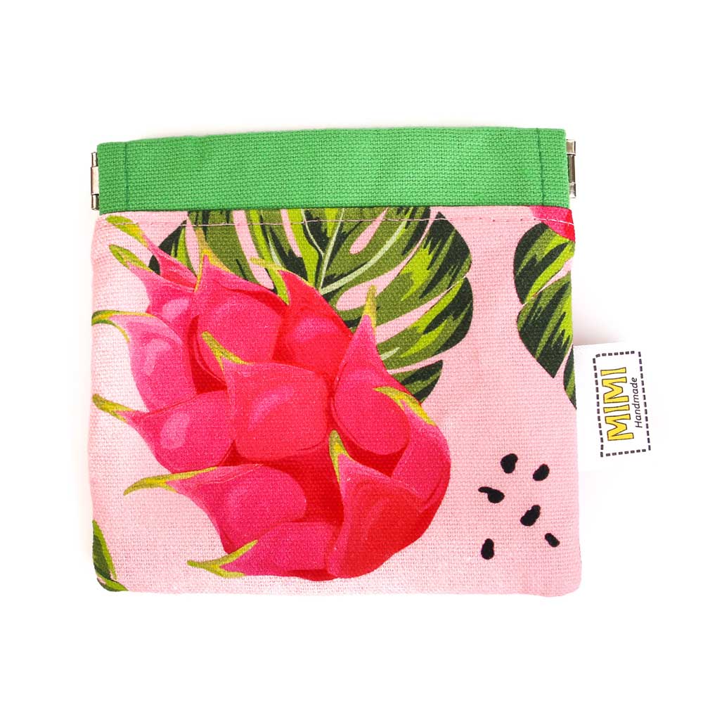 small-pouch-storage-pink-dragon-fruit-monstera-leaf-mimi-handmade-australia