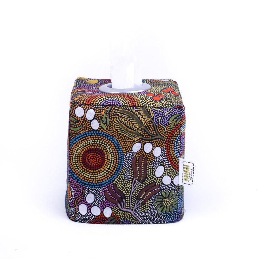 square-tissue-box-cover-multicoloured-aboriginal-homewares-bush-tucker