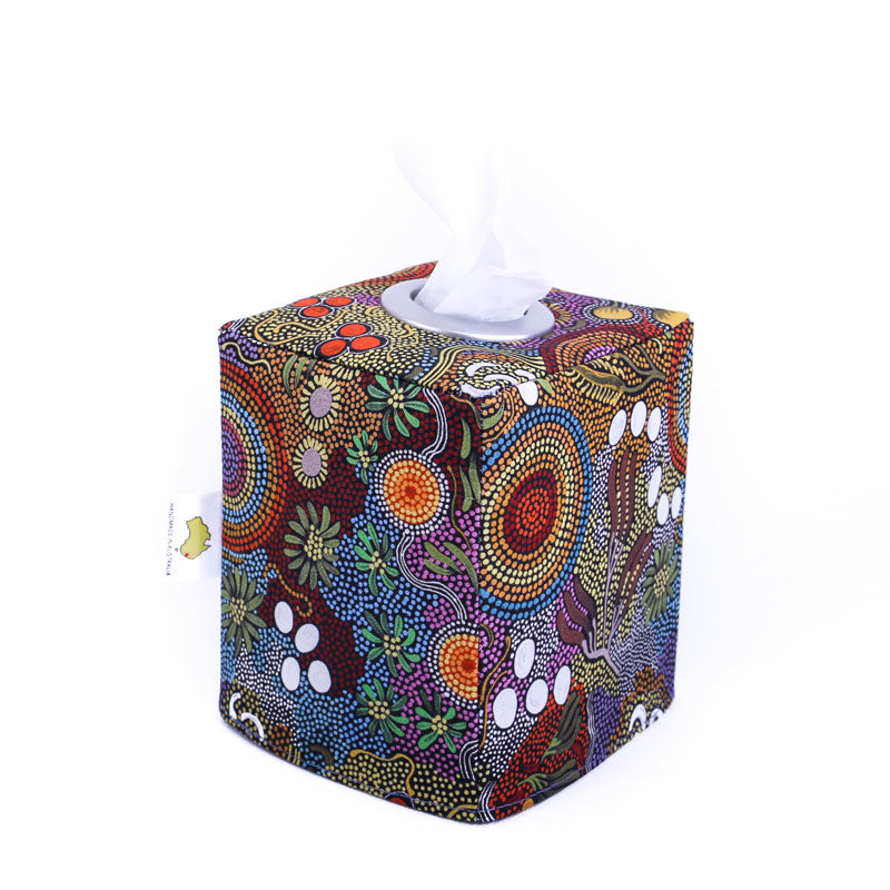 square-tissue-box-cover-multicoloured-dot-art-aboriginal-homewares