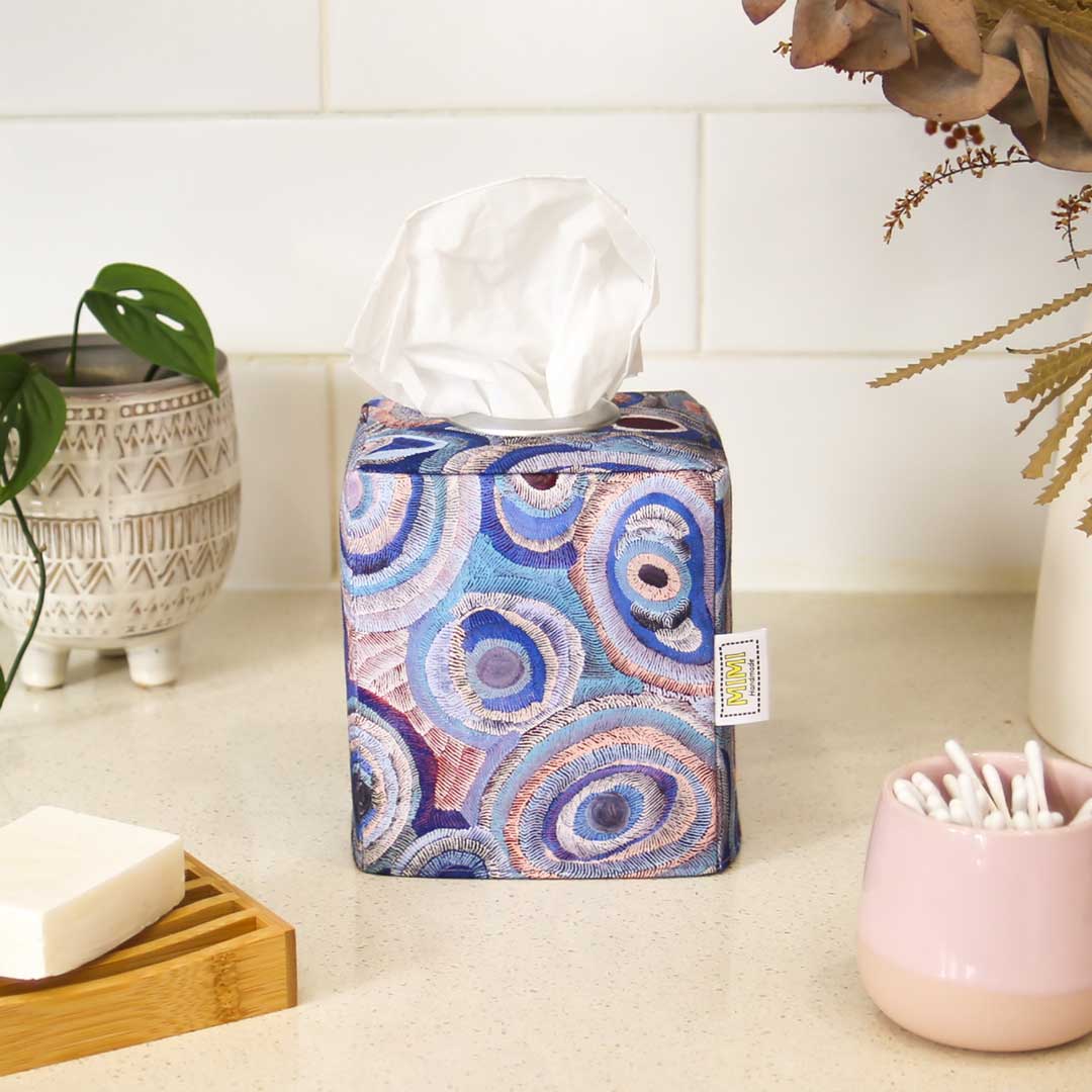 tissue-box-cover-blue-aboriginal-print