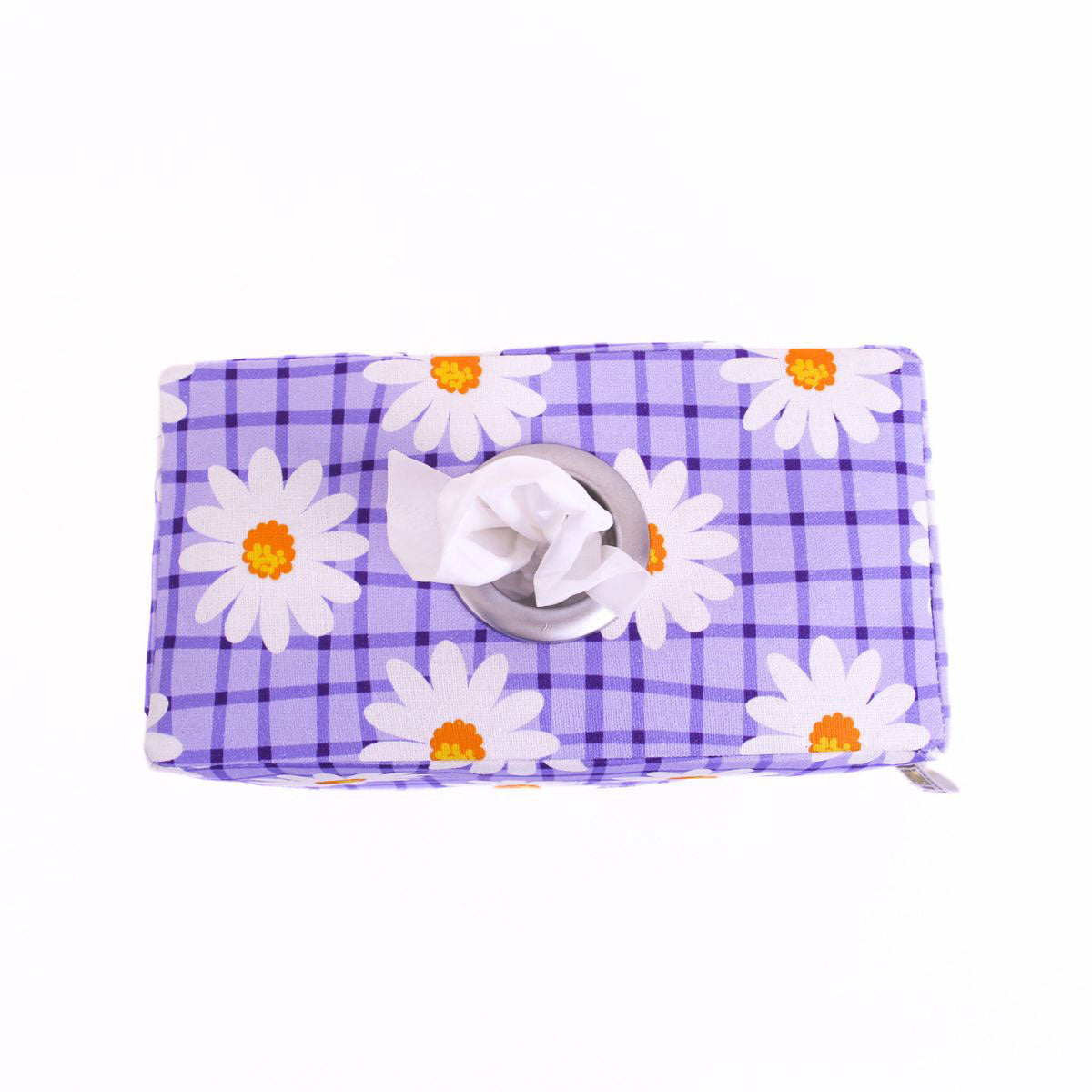 tissue-box-cover-check-daisy-purple-ring-opening-mimi-handmade-australia