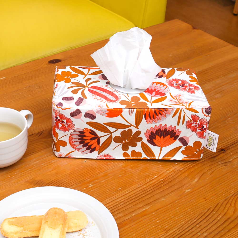 tissue-box-cover-coffee-table-flowers-orange-australiana
