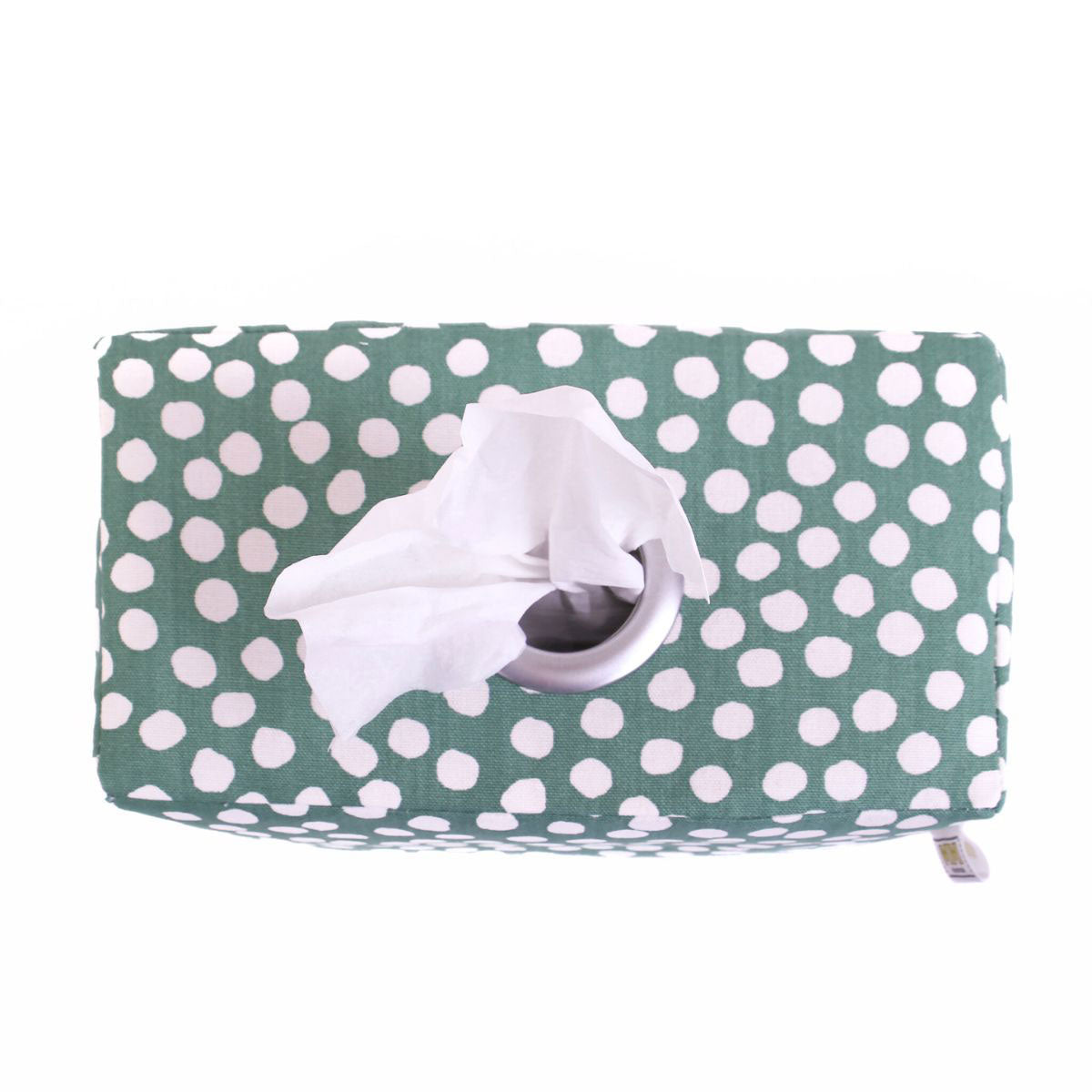 tissue-box-cover-dots-green-ring-opening-mimi-handmade