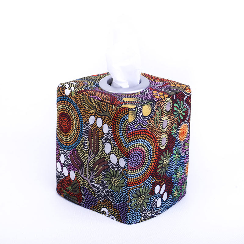 tissue-box-cover-multicoloured-indigenous-art-homewares-mimi-handmade-australia