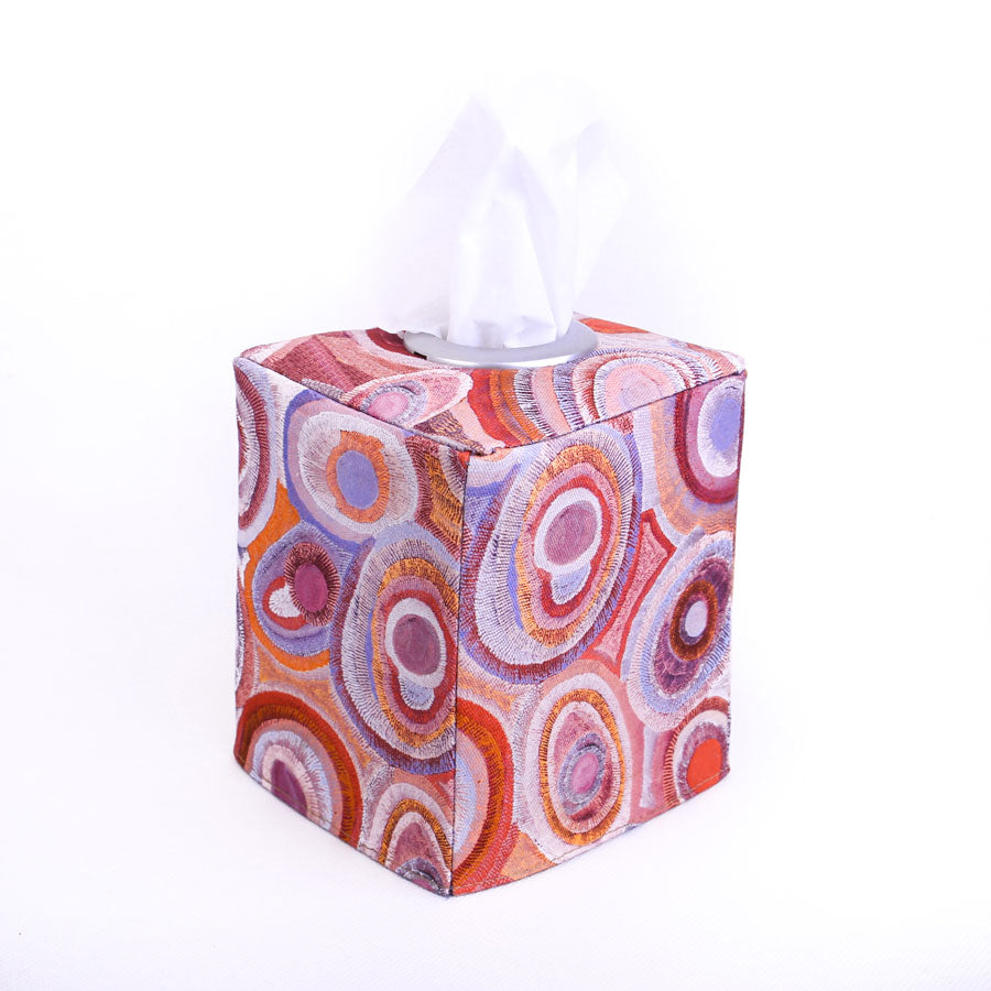 tissue-box-cover-orange-aboriginal-art-mimi-handmade