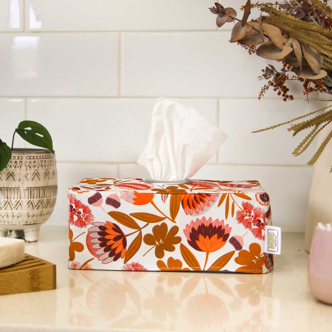 tissue-box-cover-orange-native-flowers-australiana-gifts-bathroom-decor