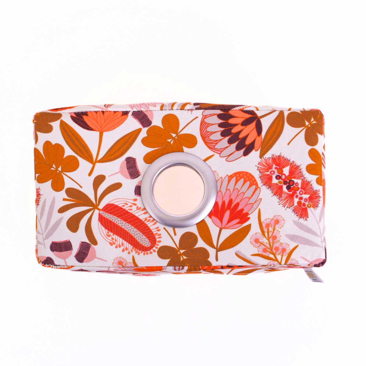 tissue-box-cover-orange-native-flowers-top-opening