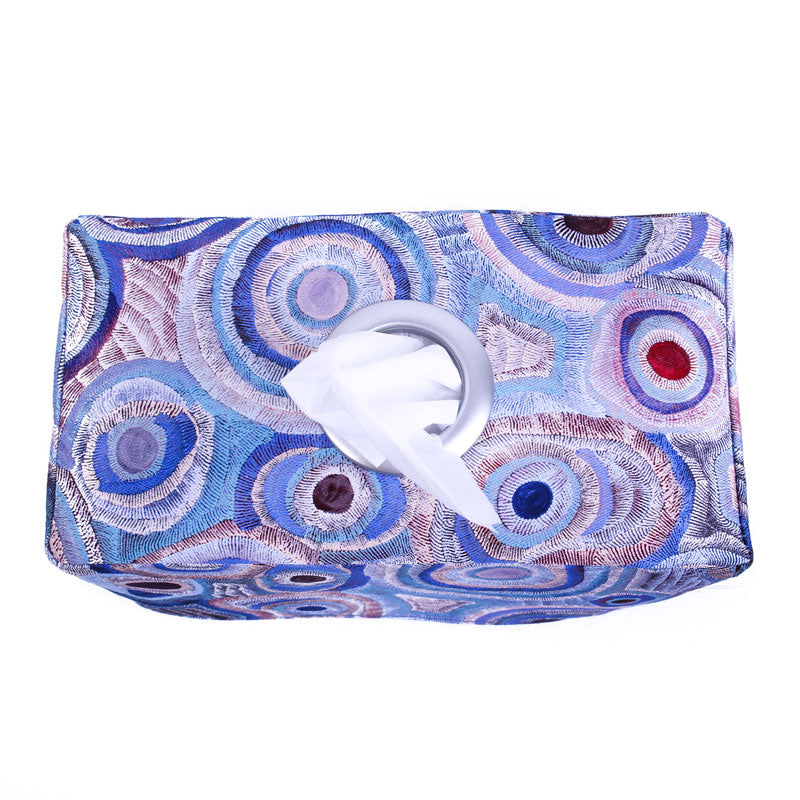 tissue-box-holder-blue-ring-opening-aboriginal-homewares-gifts-mimi-handmade-australia