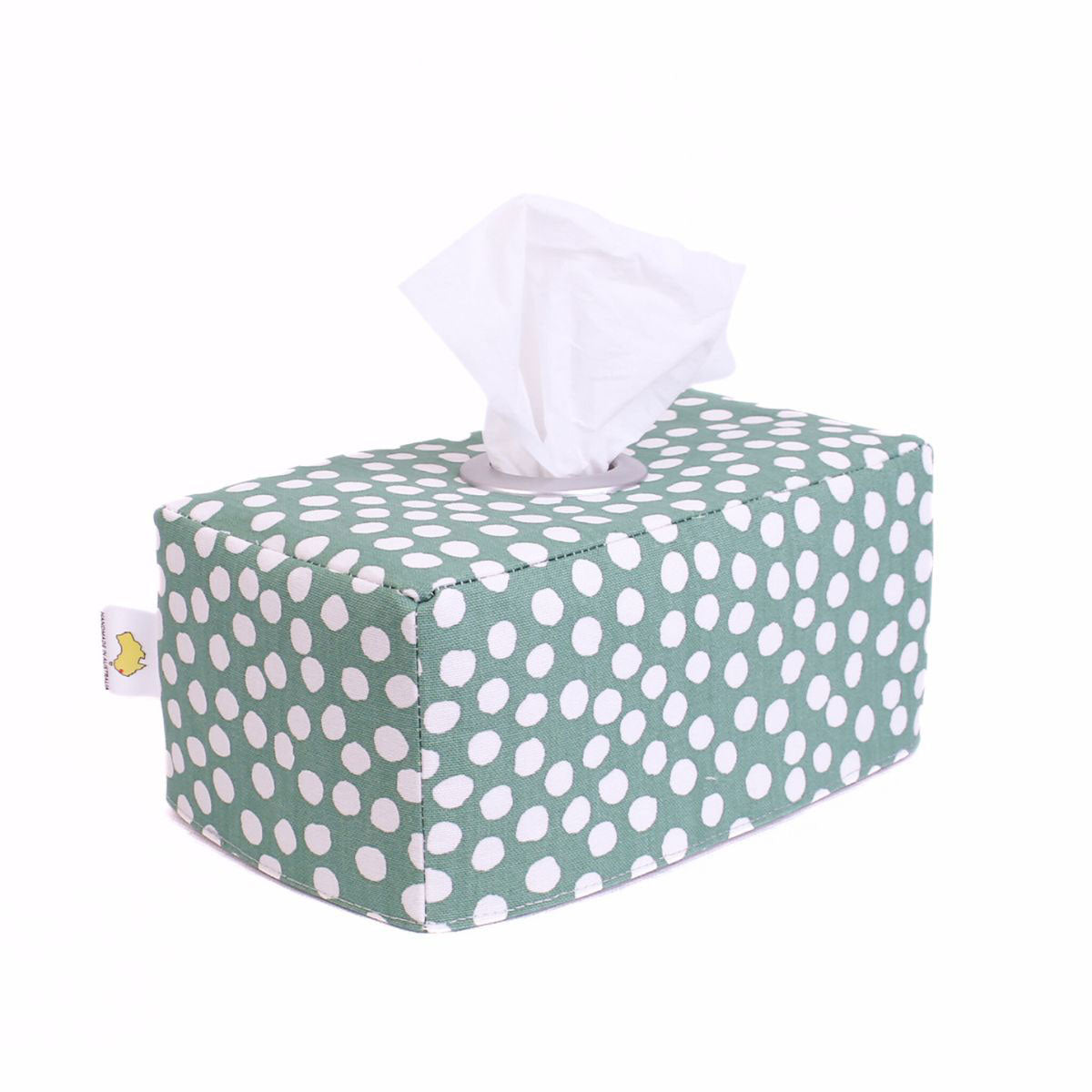 tissue-box-holder-green-dots-mimi-handmade