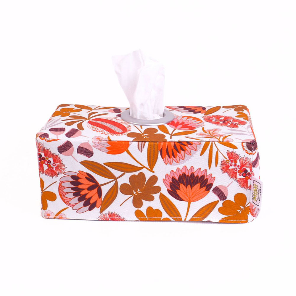 tissue-box-holder-native-flowers-orange-rust-australiana-gifts-mimi-handmade-australia