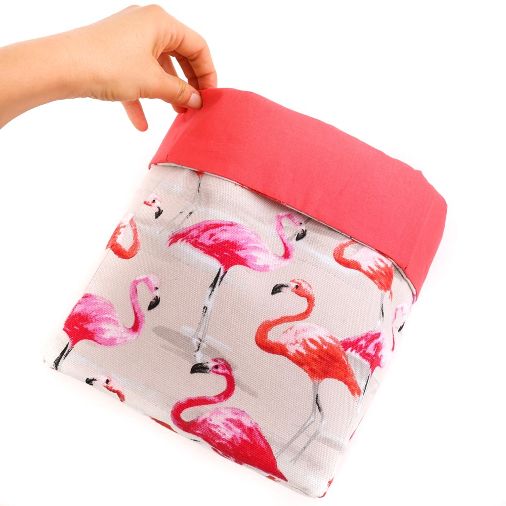 toy-storage-basket-flamingo-coral-collapsible-storage-cube-mimi-handmade-australia