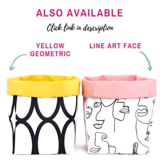 complementary-pink-yellow-minimalist-storage-baskets-geometric-and-art-line-face-styles-by-MIMI-Handmade-Australia