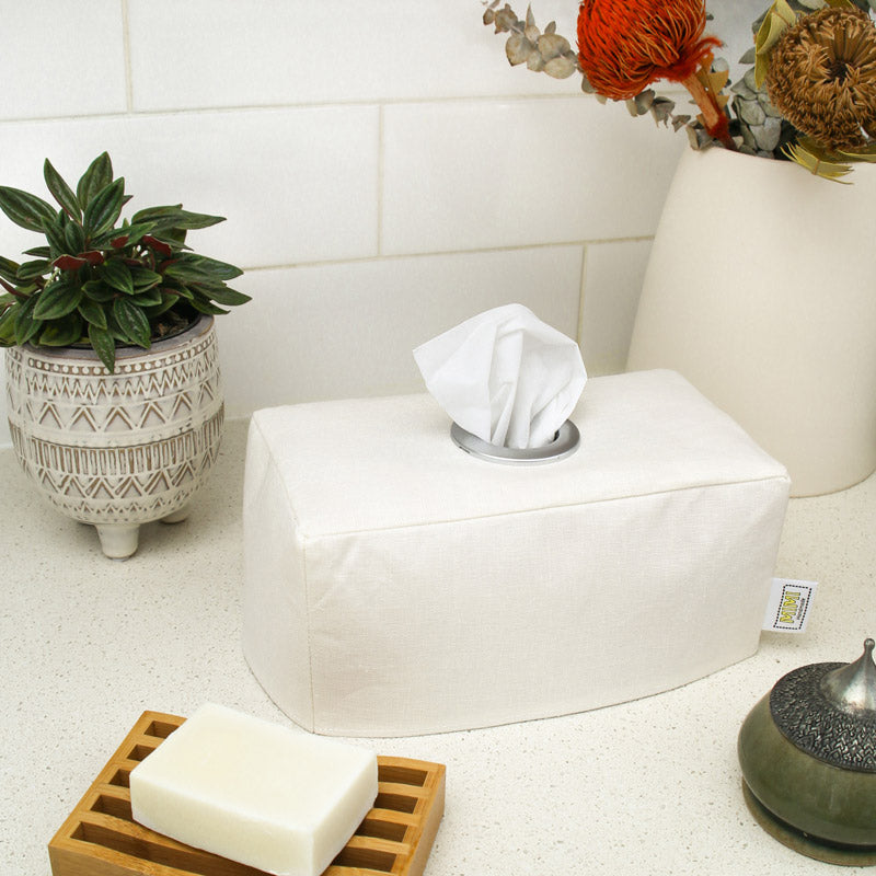 White linen tissue box cover discount