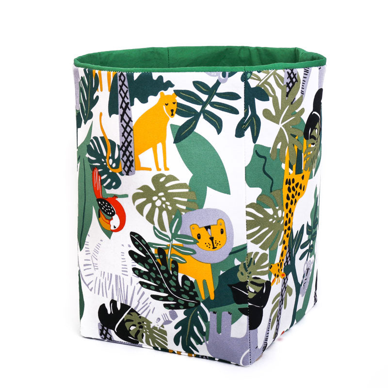 storage-basket-green-jungle-featuring-lion-toucan-elephant-giraffe