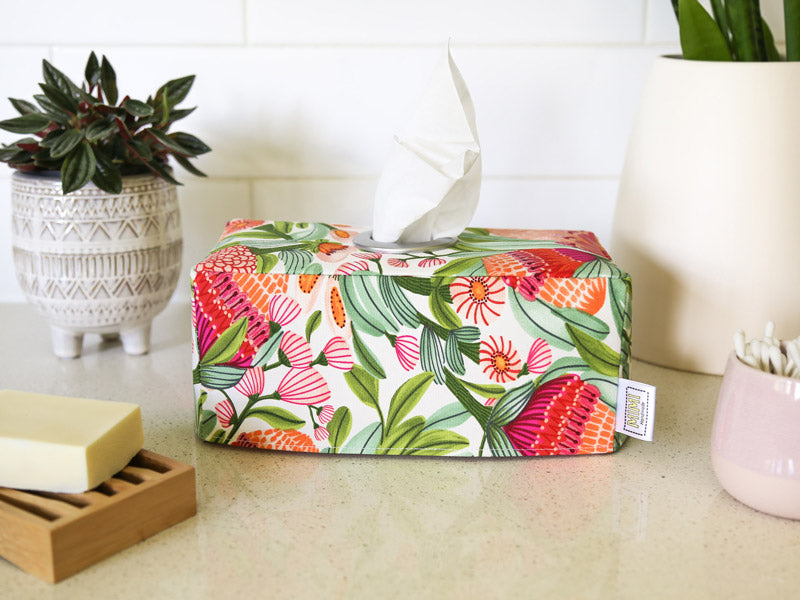 tissue-box-cover-bathroom-green-pink-gum-flower-handmade-homewares