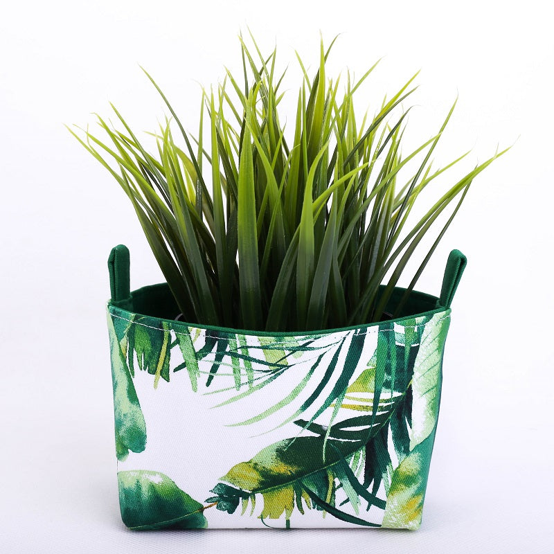 small-plant-basket-fabric-green-monstera-leaf-tropical-homewares-australia