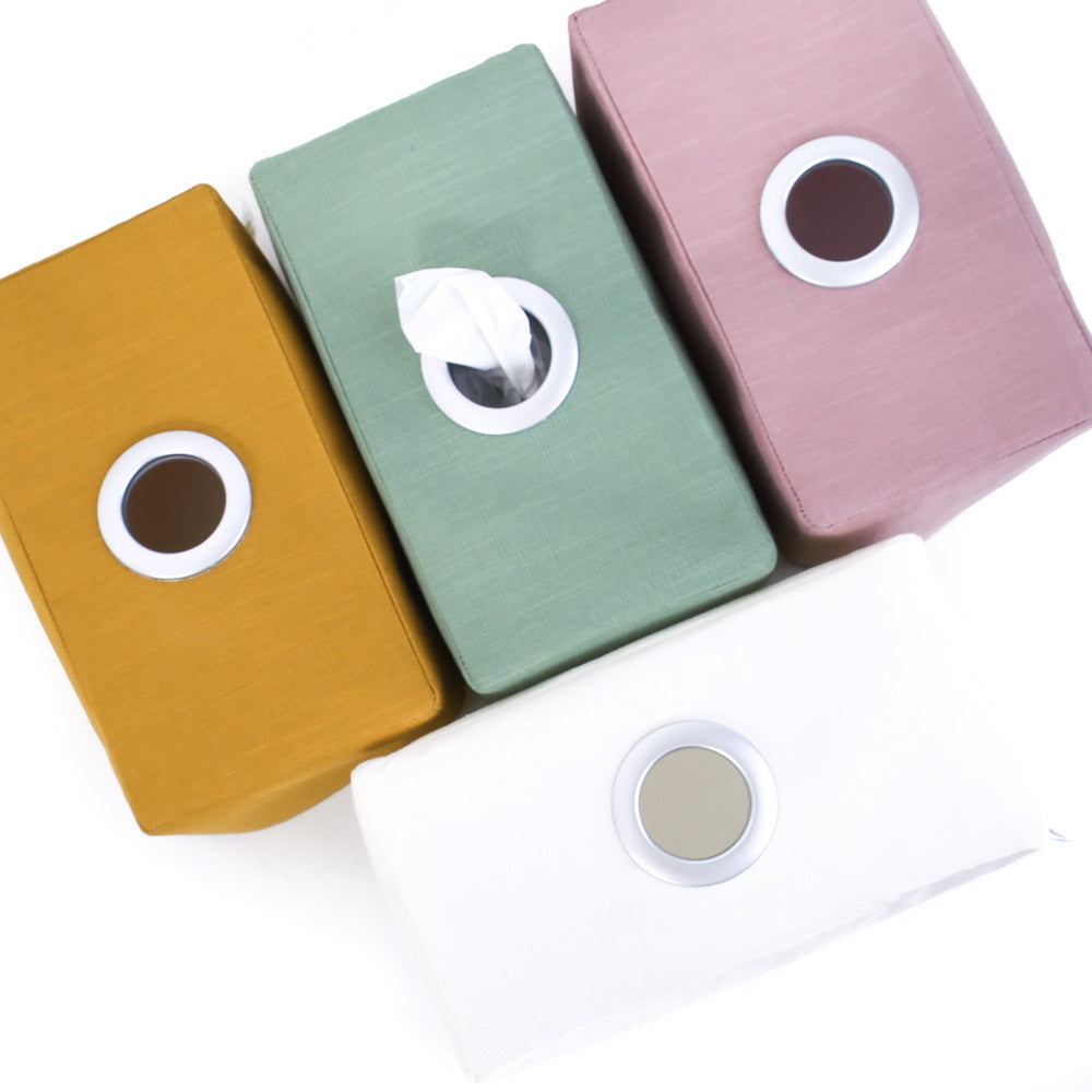 natural linen tissue box covers plain colours green rust pink and white