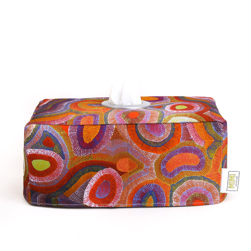 orange-aboriginal-rectangular-fabric-tissue-box-cover-mimi-handmade-australia