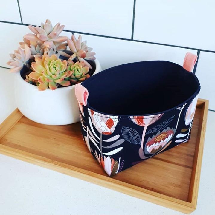 small-storage-basket-black-pink-protea-flowers-australiana-gifts-homeware
