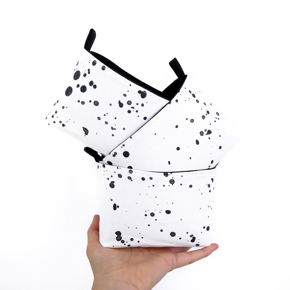 storage-baskets-black-white-monochrome-splatter-mimi-handmade-australia