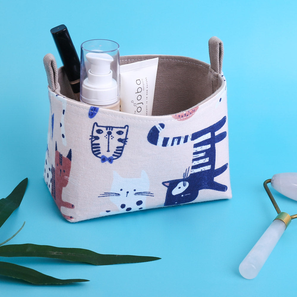 fabric-storage-basket-cosmetics-pink-cat-cute