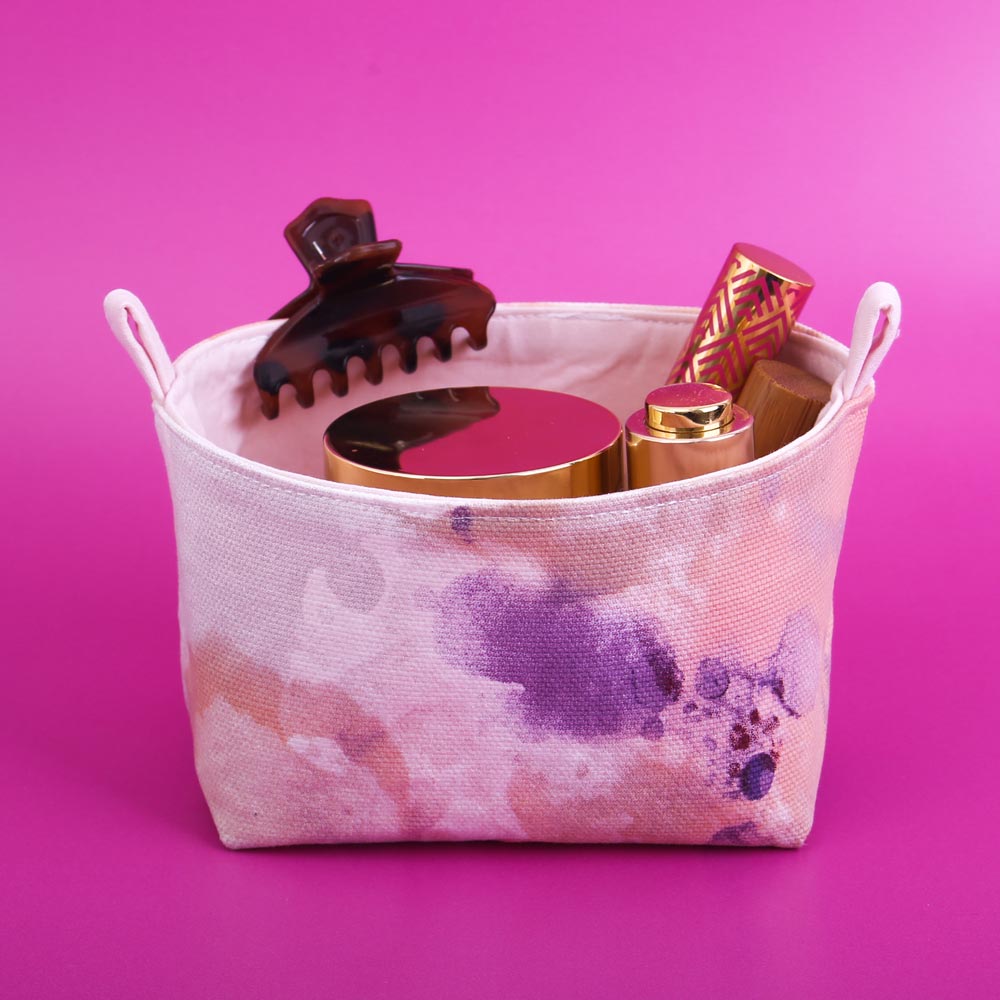 Load image into Gallery viewer, basket-pink-skincare-storage-mimi-handmade-australia
