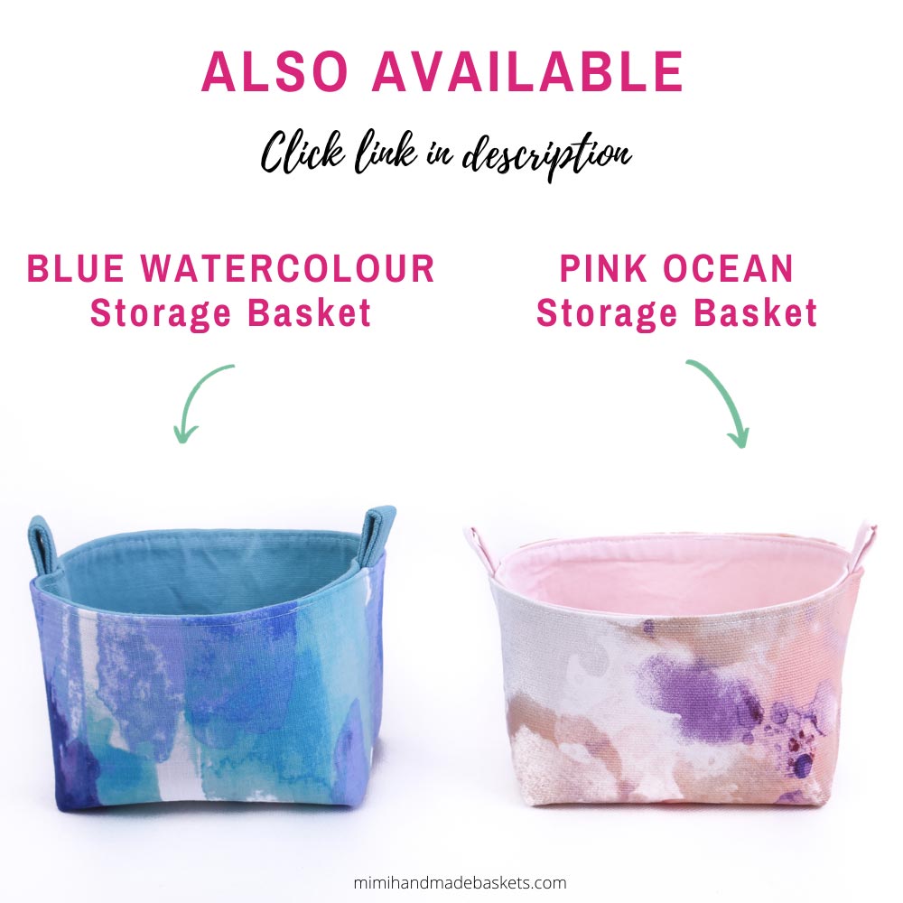 Load image into Gallery viewer, blue-watercolour-basket-pink-ocean-print-mimi-handmade-australia
