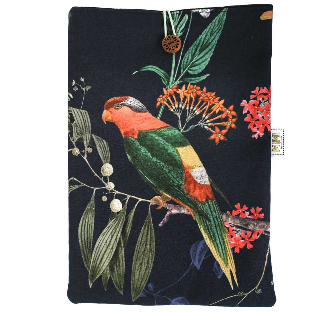 
                  
                    book-sleeve-black-parrot-floral-print-mimi-handmade-australia
                  
                