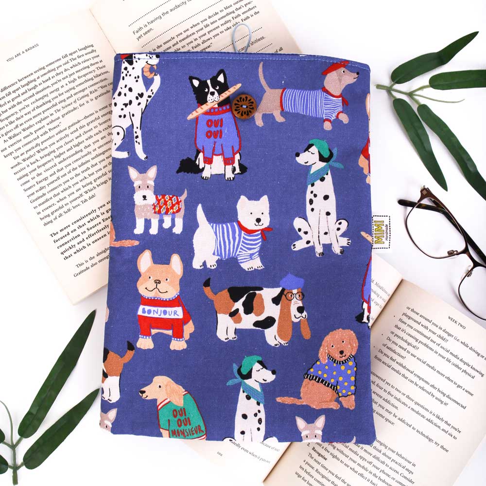 book-sleeve-blue-french-dogs-book-lover-gifts-mimi-handmade-australia