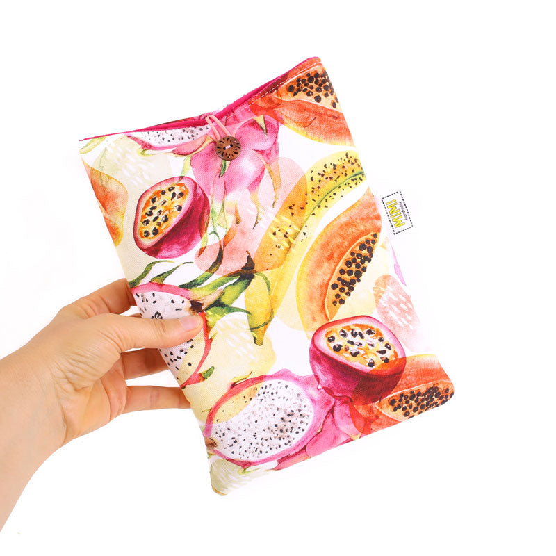 book-sleeve-padded-cover-tropical-fruit-pattern