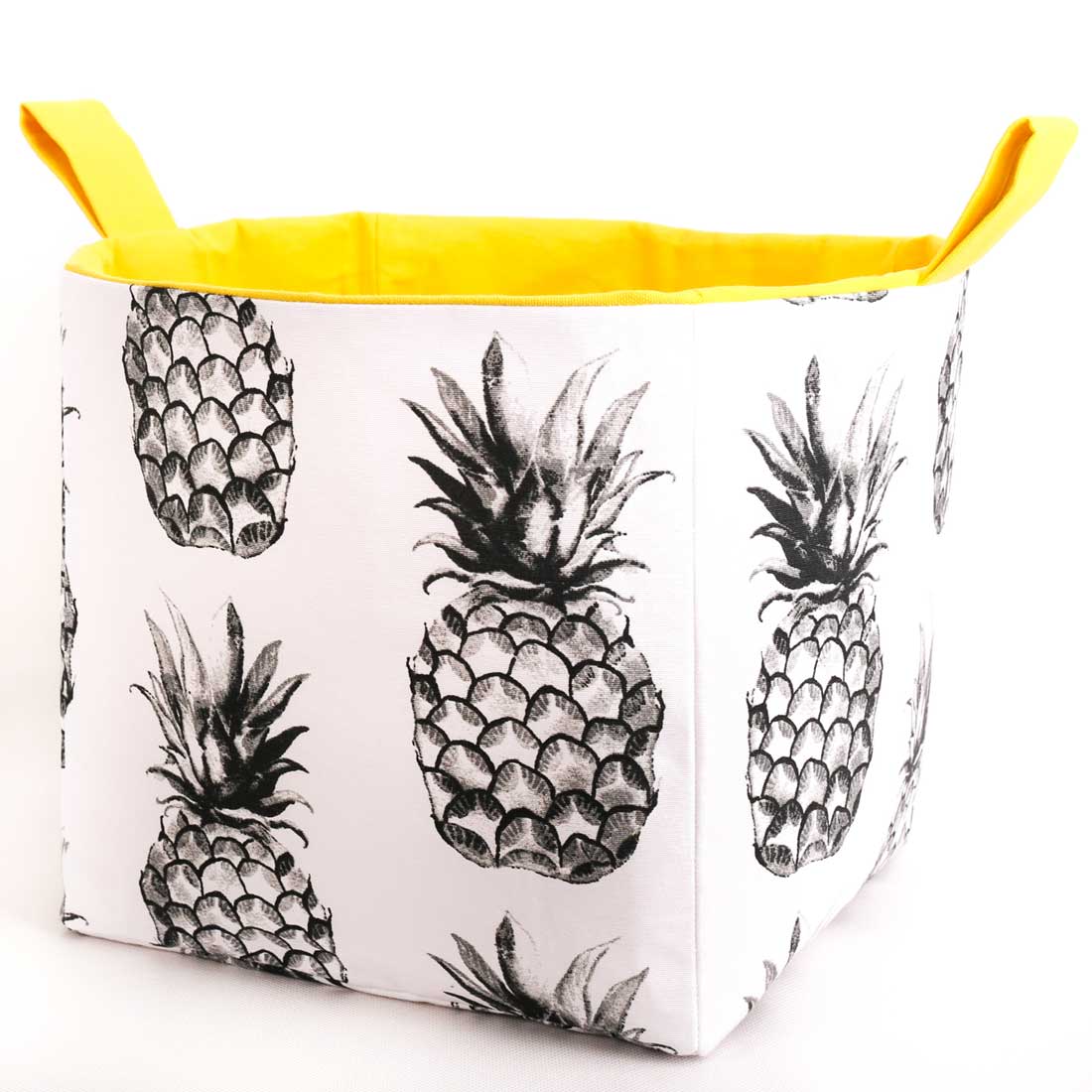 cube-storage-basket-yellow--pineapple-tropical-decor-mimi-handmade