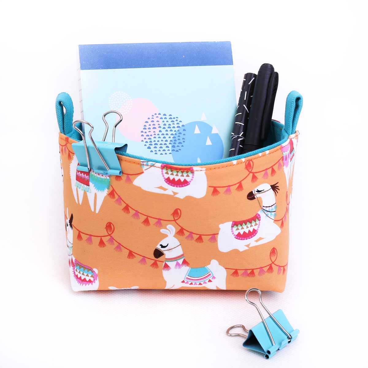 desk-storage-basket-organiser-for-stationery-peach-llama-design