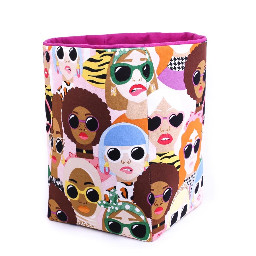 storage-basket-colourful-women-faces-sunglasses-print-mimi-handmade-homewares