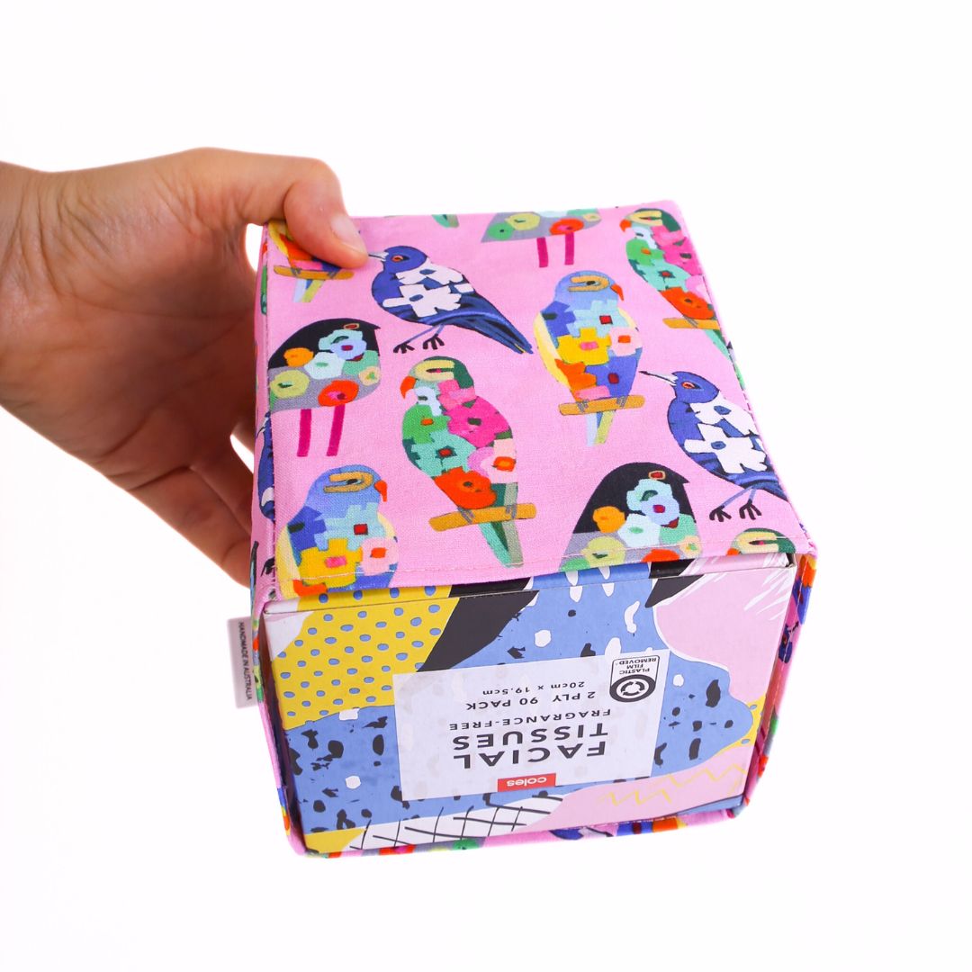 facial-tissue-box-cover-colourful-bird-flowers-pattern-mimi-handmade-australia