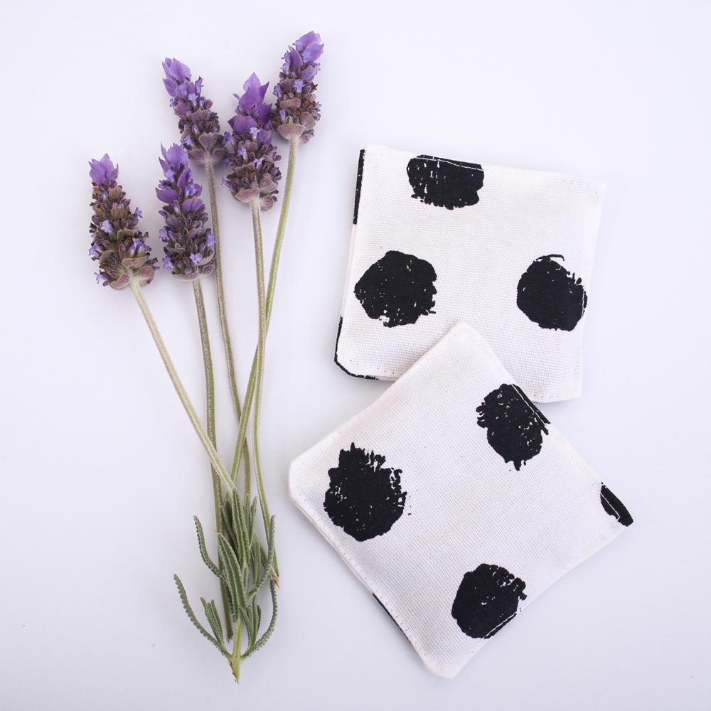 lavender-bags-black-spot-print-monochrome-homewares--mimi-handmade-australia