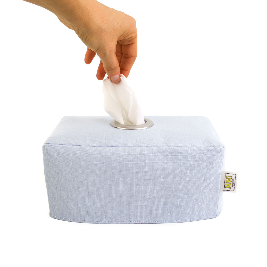 linen-tissue-box-cover-blue-hand-holding-tissue