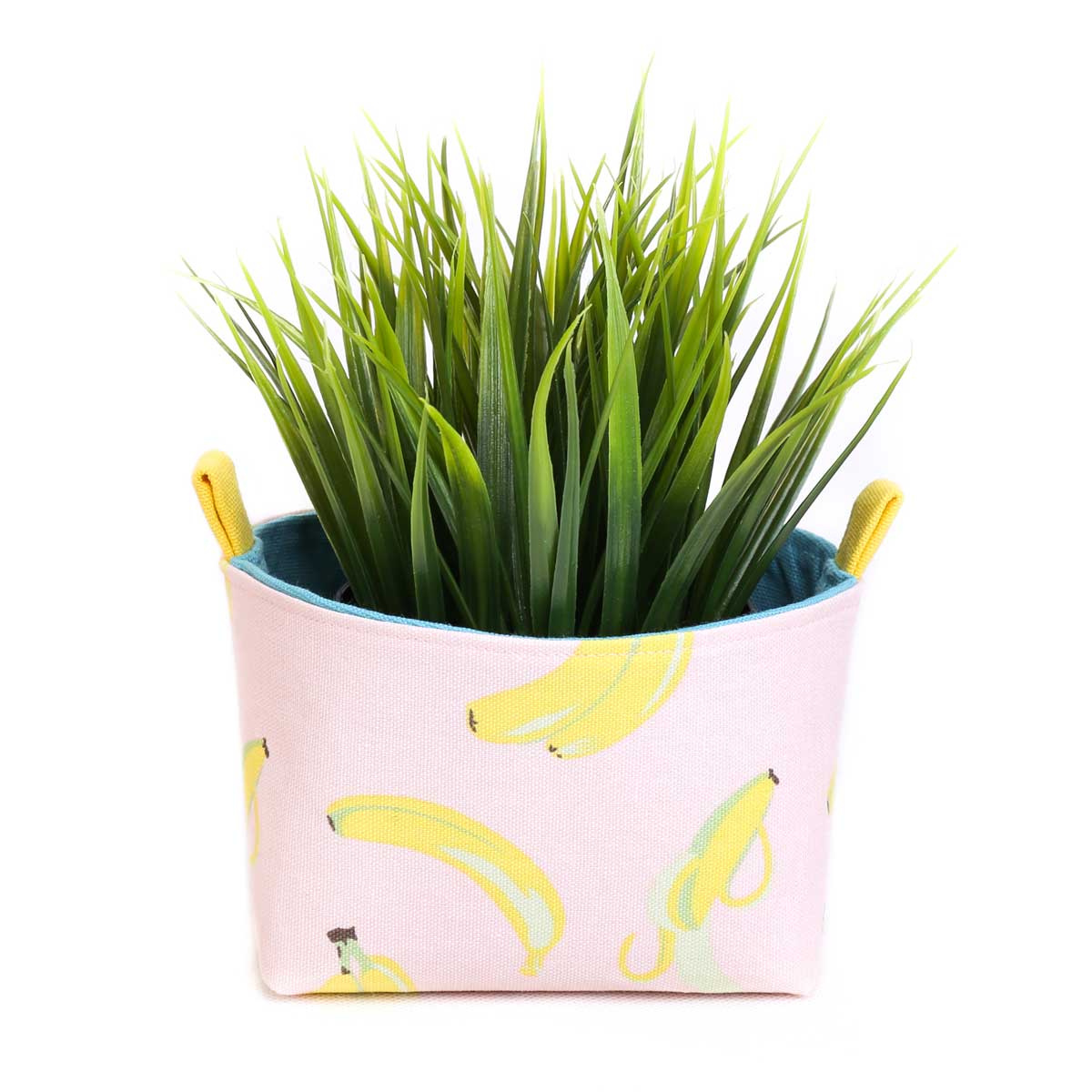 Load image into Gallery viewer, plant-pot-cover-small-pink-tropical-banana-design-quirky-homewares-mimi-handmade-australia
