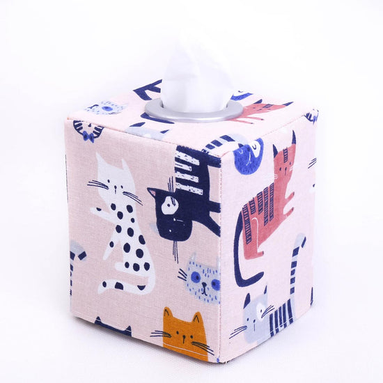 small-quirky-kawaii-pink-cat-drawings-tissue-box-cover-by-MIMI-Handmade Australia