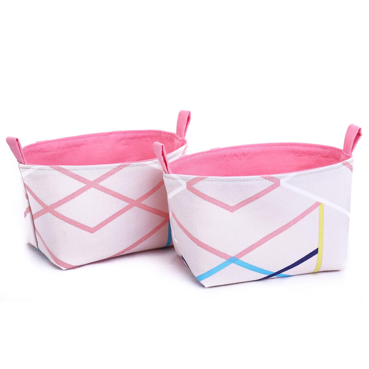 set-of-two-small-storage-baskets-pink-geometric-neutral-decor-mimi-handmade-australia