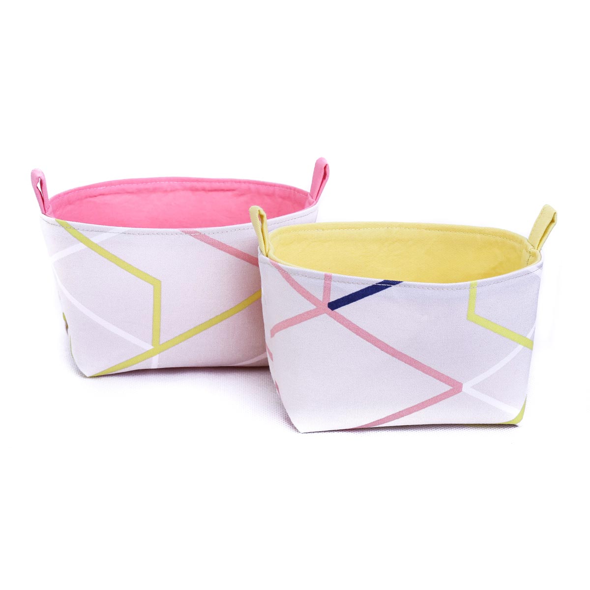 set-of-two-small-storage-baskets-pink-yellow-geometric-neutral-decor-mimi-handmade-australia