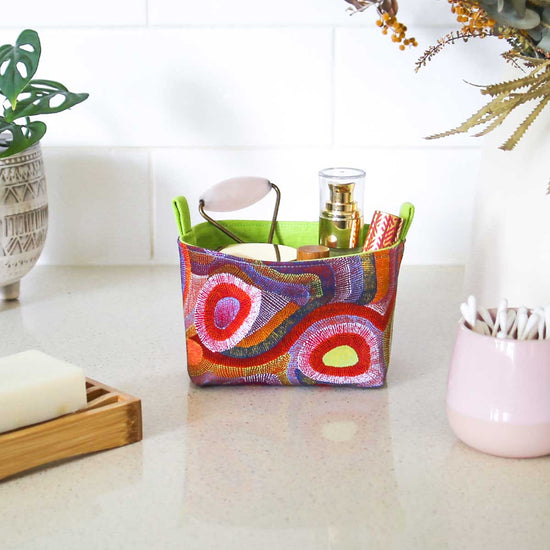 small-storage-basket-bathroom-aboriginal-art-homewares-mimi-handmade-australia