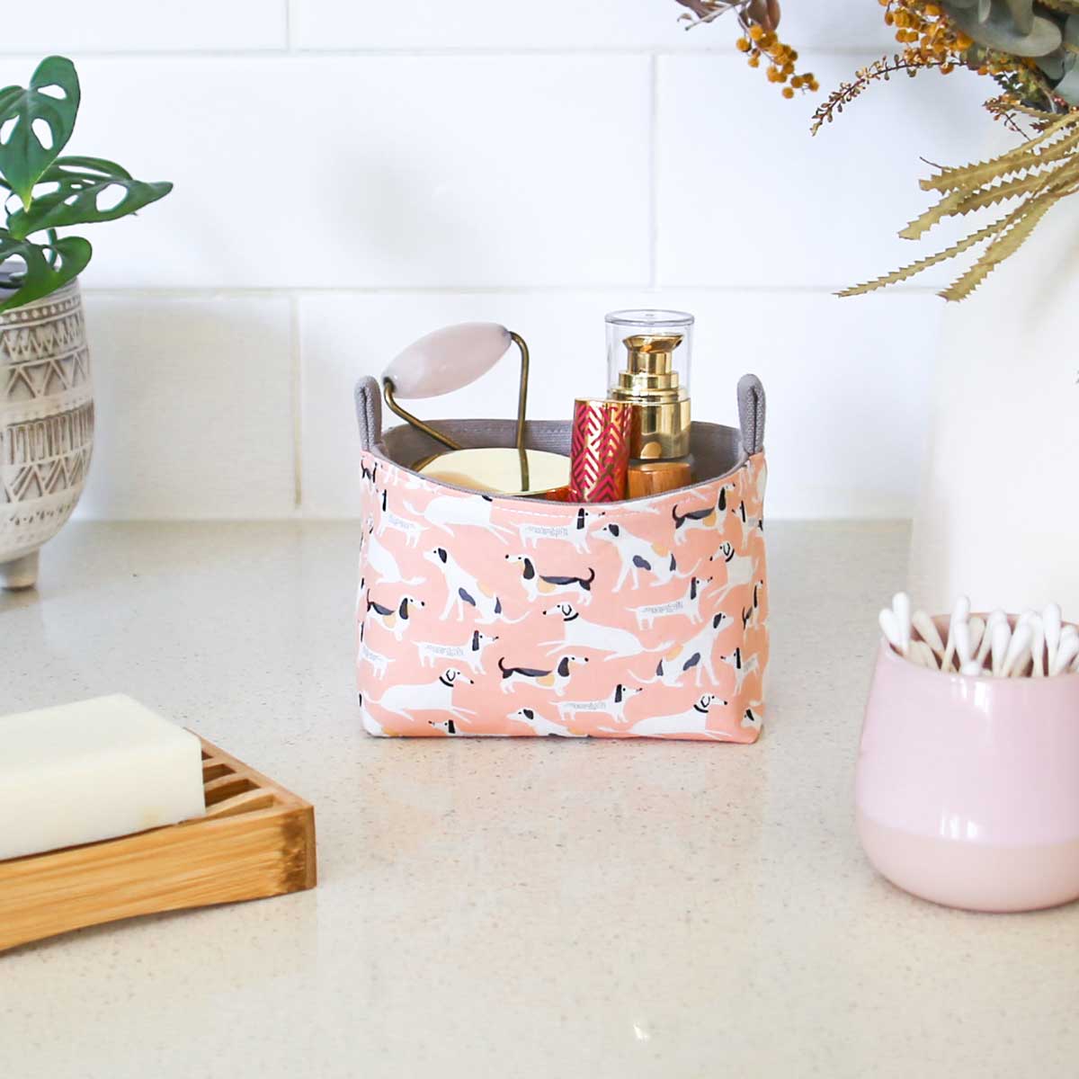 small-storage-basket-bathroom-pink-dog-quirky-decor-mimi-handmade-australia