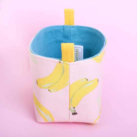 small-storage-basket-pink-banana-print-tropical-decor-mimi-handmade-australia